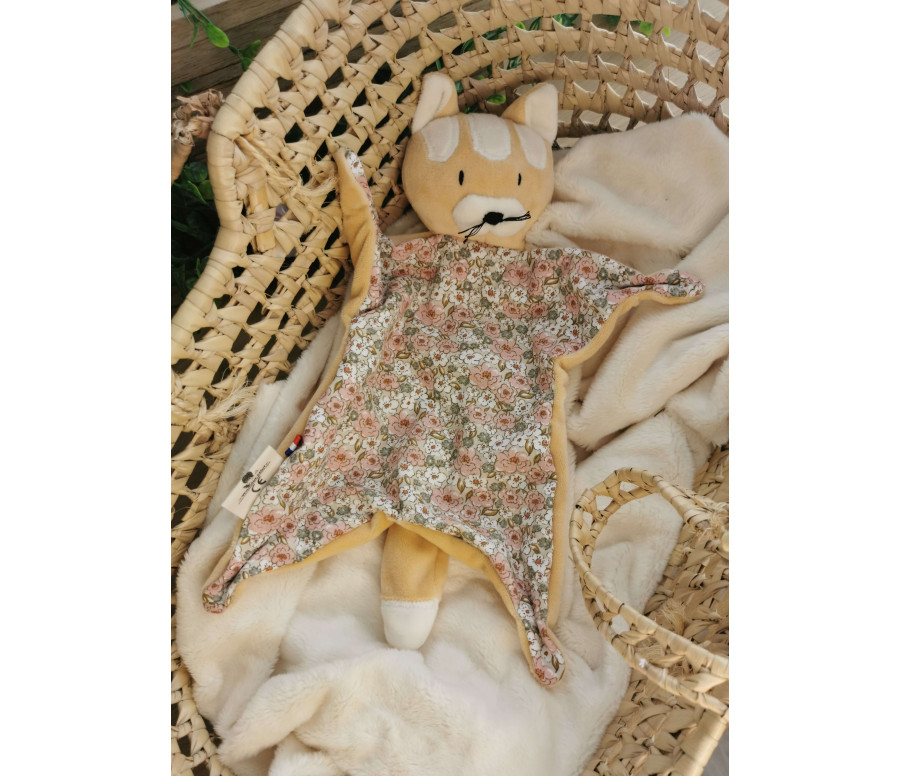 Doudou Nin-nin Artisanal Chat Roux personnalisé Fait Main