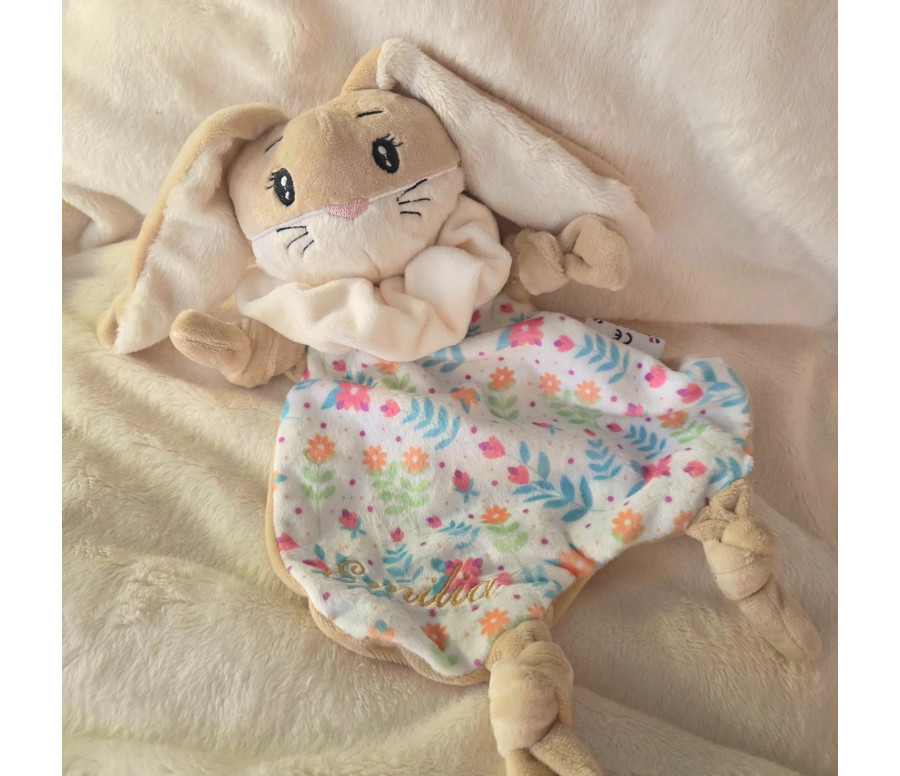 Doudou Nin-nin Artisanal Lapin personnalisé Fait Main FR