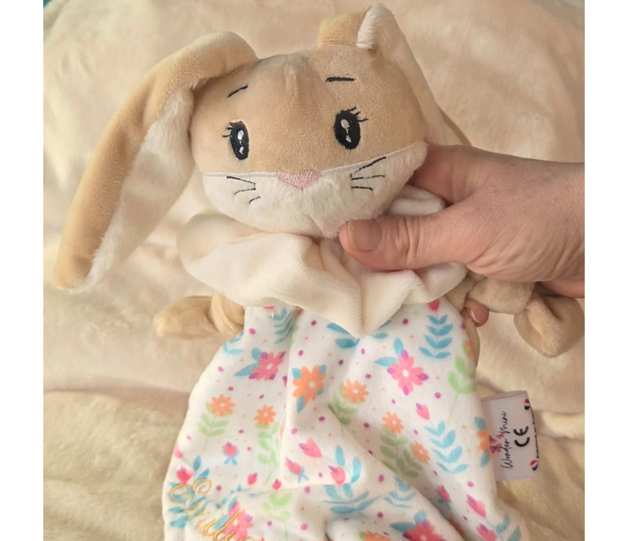 Doudou Nin-nin Artisanal Lapin personnalisé Fait Main FR