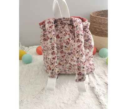 Sac à dos crèche à fleurs maternelle personnalisé Fait Main